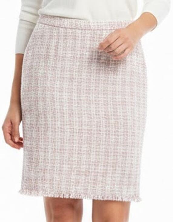 Chantal Gaudreau Dresses & Skirts - Chantal Gaudreau Pink White Tweed Fringe Hem Pencil Skirt Size 10 Barbiecore